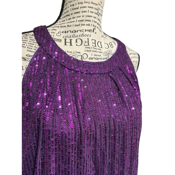 Grace Karen Purple SEQUIN Halter Top Plus 2X Whimsigoth Garden Fairy Holiday - Picture 2 of 7